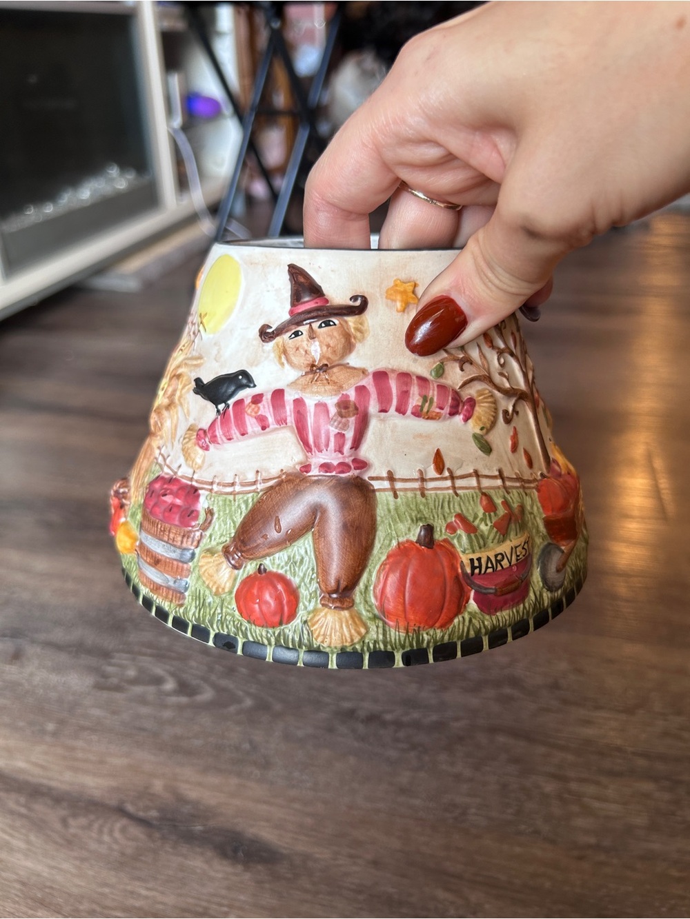 Yankee Candle Scarecrow Harvest Fall Ceramic Jar Candle Shade Topper